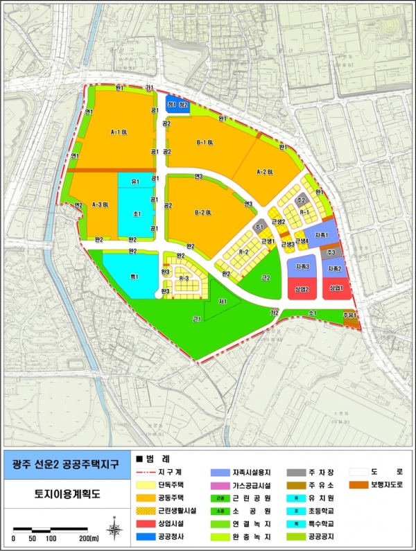 광주 선운2지구 토지이용계획도 [한국토지주택공사 제공. 재판매 및 DB 금지]